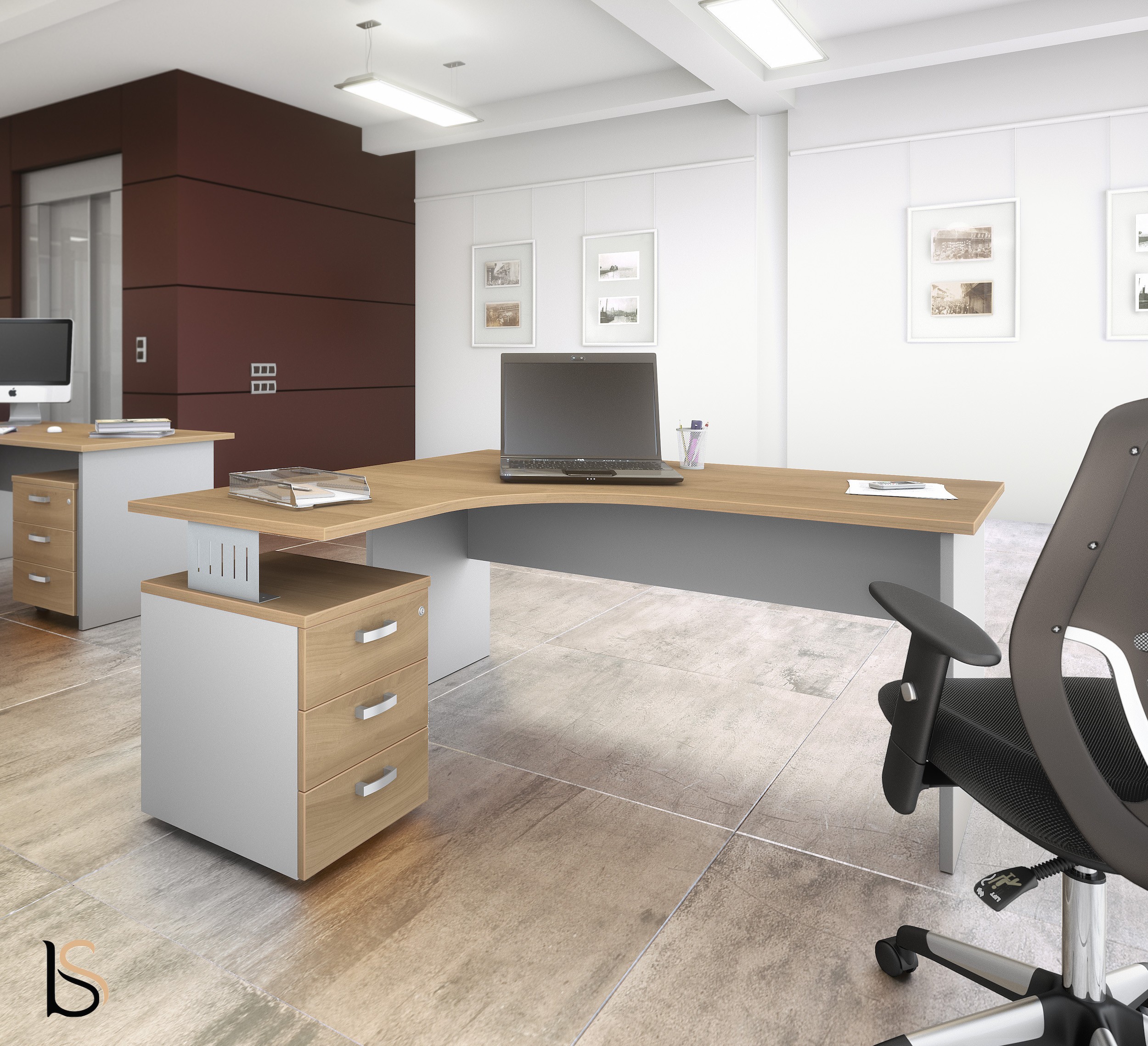 Bureau Compact Tono Avec Caisson Mobel Linea Bureaux Op Ratif Mob