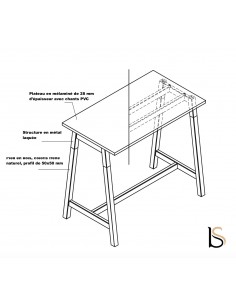 Table haute avec pieds en bois - MDD 2