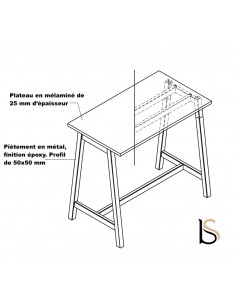 Table haute avec pieds en métal - MDD 2