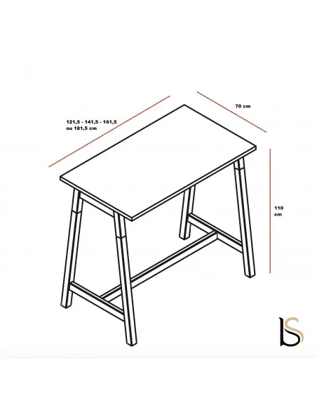 Table haute avec pieds en métal - MDD