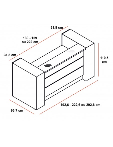 Bureau d’accueil avec rangement Valde - MDD