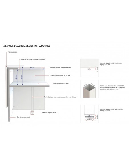 Borne d’accueil compacte Z2, différents coloris disponibles- Officity