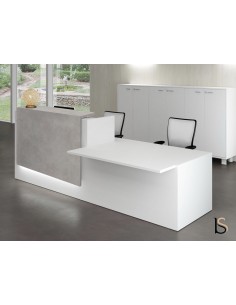 Banque d’accueil Z2 coloris blanc avec accès pour les personnes à mobilité réduite.