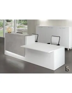 Banque d’accueil Z2 coloris blanc avec accès pour les personnes à mobilité réduite. 2