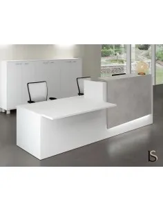 Banque d’accueil Z2 coloris blanc avec accès pour les personnes à mobilité réduite.