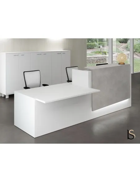 Banque d’accueil Z2 coloris blanc avec accès pour les personnes à mobilité réduite.