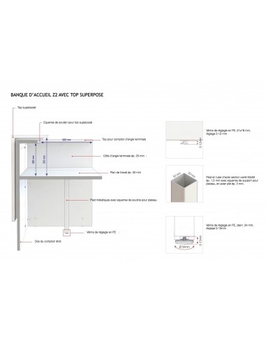 Banque d’accueil Z2 coloris blanc avec accès pour les personnes à mobilité réduite.