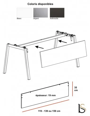 Voile de fond pour bureau individuel Born– Mobel Linea