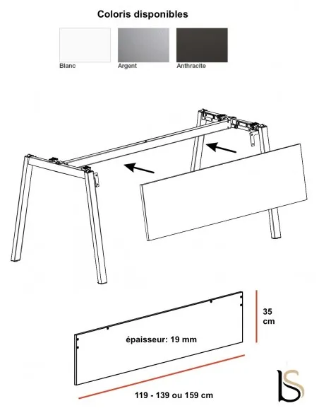 Voile de fond pour bureau individuel Born– Mobel Linea