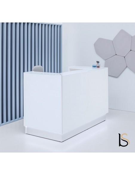 Banque d’accueil droite LINEA version haute largeur 164 cm, coloris noir - MDD