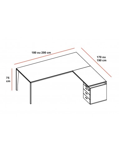 Bureau Manager avec caisson X5 – Officity.