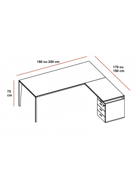 Bureau Manager avec caisson X5 – Officity.