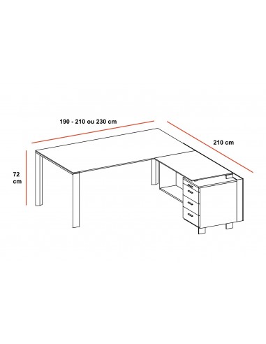 Bureau X7 avec retour et caisson – Officity.