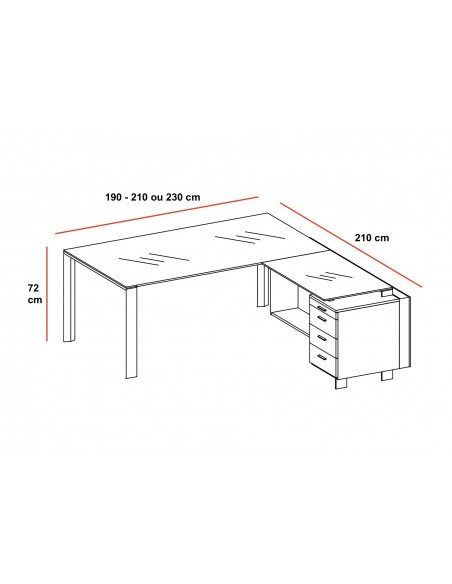Bureau X7 avec plateaux en verre blanc – Officity.