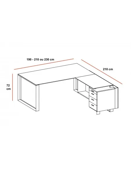 Bureau X7 avec retour et caisson – Officity.