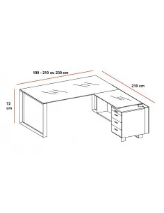 Ensemble de direction X7 avec plateaux en verre blanc – Officity. 2