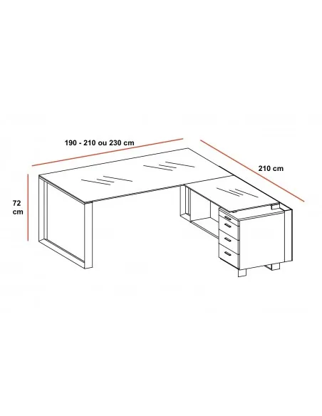 Ensemble de direction X7 avec plateaux en verre blanc – Officity.