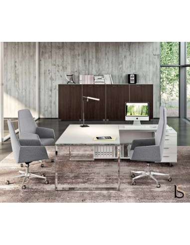 Ensemble de direction X7 avec plateaux en verre blanc – Officity.
