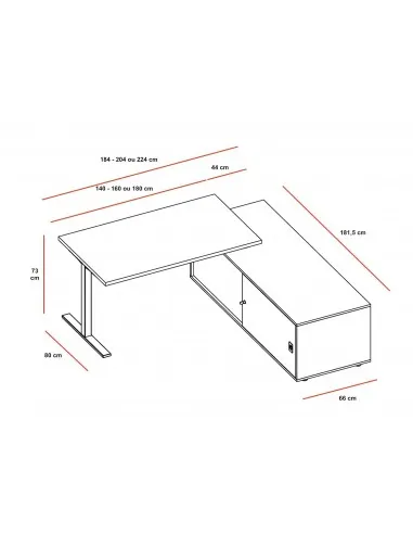 Bureau Idea Tube avec meuble de rangement - Quadrifoglio