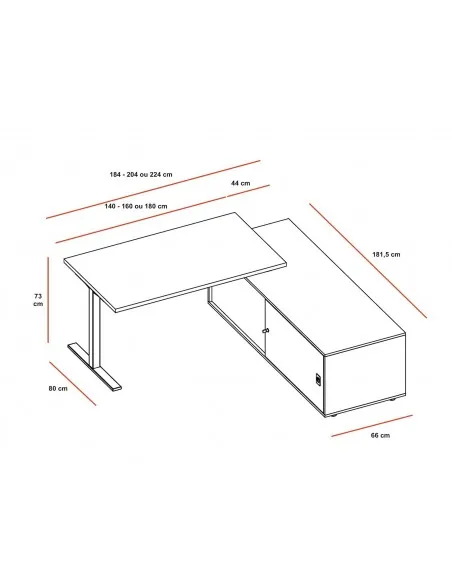 Bureau Idea Tube avec meuble de rangement - Quadrifoglio