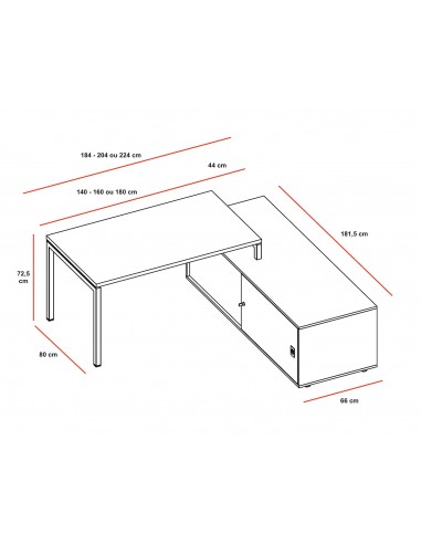 Bureau Idea 01 avec meuble de rangement - Quadrifoglio
