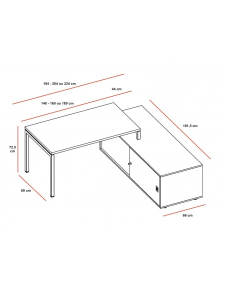 Bureau Idea 01 avec meuble de rangement - Quadrifoglio