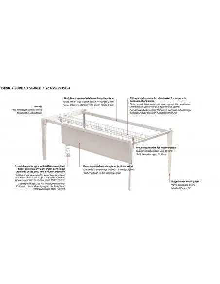 Grille de cablage en métal pour bureau X9 - Officity