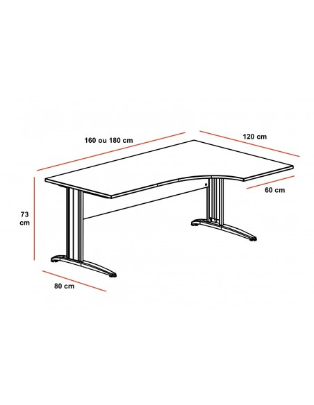 Bureau compact série Tono piètement métal – Mobel Linea