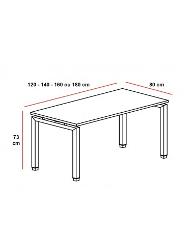 Bureau droit piètement métal série Quadra – Mobel linea