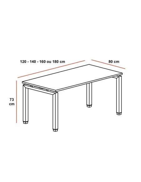 Bureau droit piètement métal série Quadra – Mobel linea