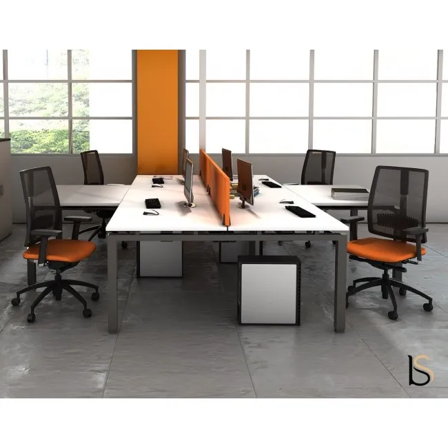 Ensemble de 2 bureaux Bench Quadra avec piètements partagés – Mobel Linea