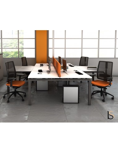 Ensemble de 2 bureaux Bench Quadra avec piètements partagés – Mobel Linea