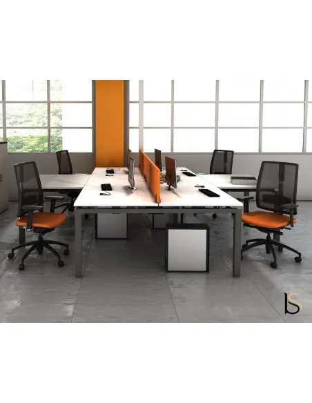 Ensemble de 2 bureaux Bench Quadra avec piètements partagés – Mobel Linea