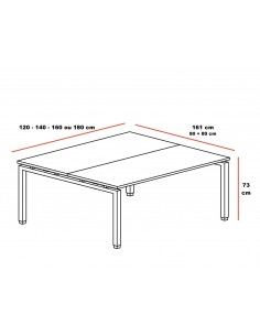 Ensemble de 2 bureaux Bench Quadra avec piètements partagés – Mobel Linea 2