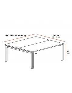 Ensemble de 2 bureaux Bench Quadra avec piètements partagés – Mobel Linea 2