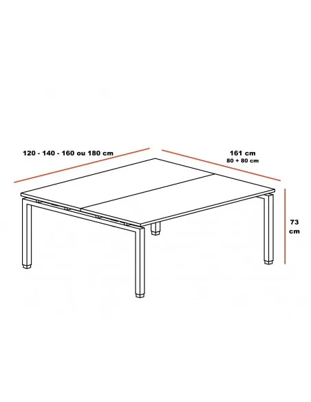 Ensemble de 2 bureaux Bench Quadra avec piètements partagés – Mobel Linea