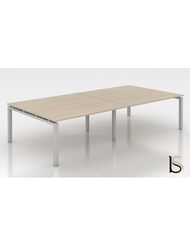 Ensemble de 2 bureaux Bench Quadra avec piètements partagés – Mobel Linea