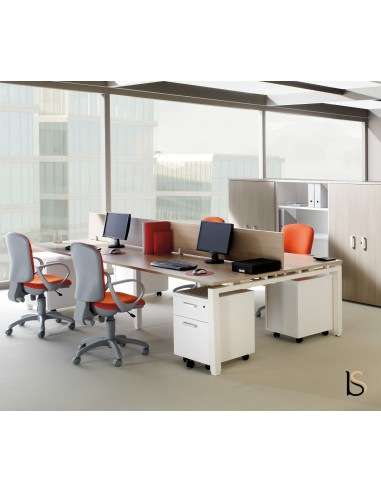 Ensemble de 2 bureaux Bench Quadra avec piètements partagés – Mobel Linea