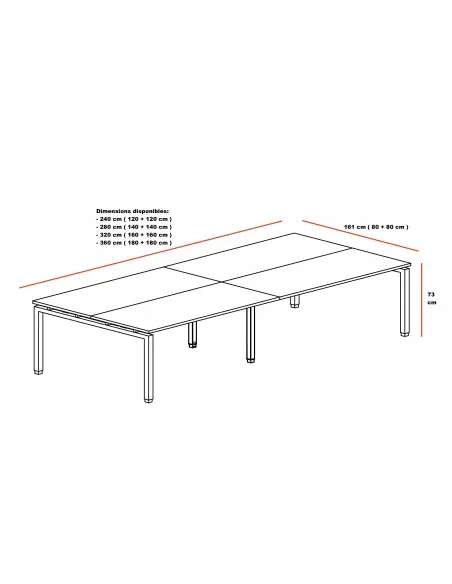 Ensemble de 2 bureaux Bench Quadra avec piètements partagés – Mobel Linea
