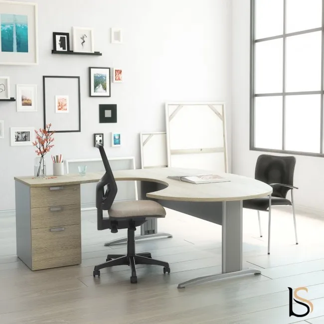 Bureau compact ergonomique avec caisson intégré Tono – Mobel Linea