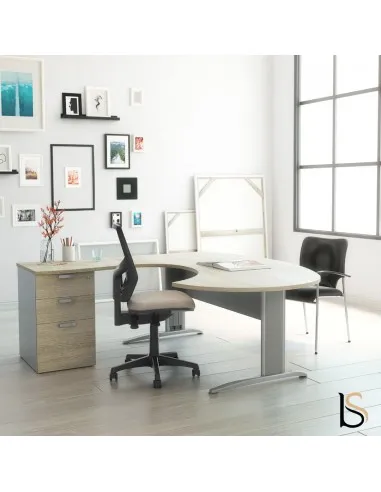 Bureau compact ergonomique avec caisson intégré Tono – Mobel Linea