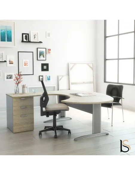 Bureau compact ergonomique avec caisson intégré Tono – Mobel Linea