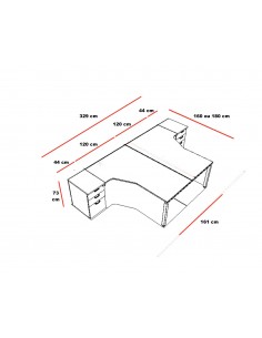 Bureaux bench compact Tempo avec caissons de rangement – Mobel Linea 2