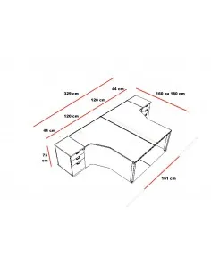 Bureaux bench compact Tempo avec caissons de rangement – Mobel Linea 2