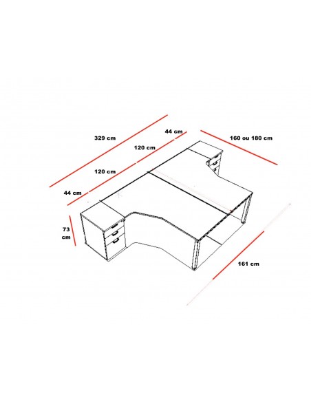 Bureaux bench compact Tempo avec caissons de rangement – Mobel Linea