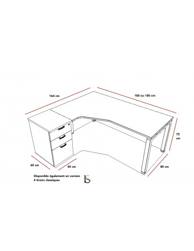 Bureau compact  Quadra avec caisson – Mobel Linea.