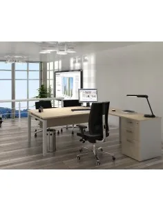 Bureau compact  Quadra avec caisson – Mobel Linea.