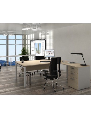 Bureau compact  Quadra avec caisson – Mobel Linea.