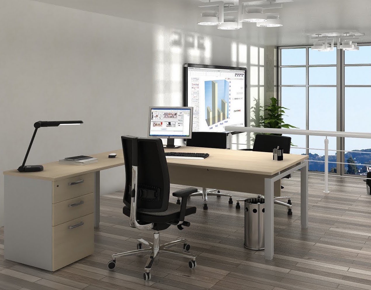 Bureau compact ECO avec caisson – Mobel Linea. Bureaux opératif Mob...