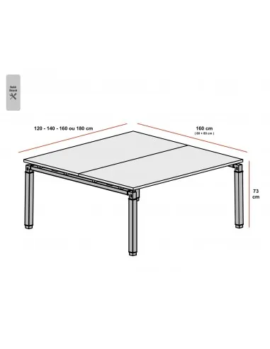 Bureau bench 2 personnes ROCK – MOBEL LINEA
